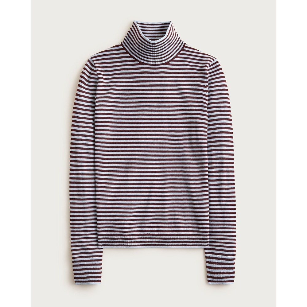 J.Crew Navy White Striped 100% Merino Wool Turtleneck Sweater Womens Medium